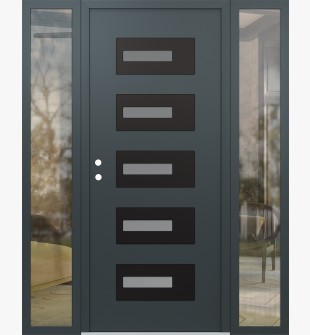 Diamond D6 60" x 80" anthracite/anthracite frosted Glass Panel black RHI with 2 Sidelites clear Glass