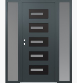 Diamond D6 64" x 80" anthracite/anthracite frosted Glass Panel black RHI with 2 Sidelites frosted Glass