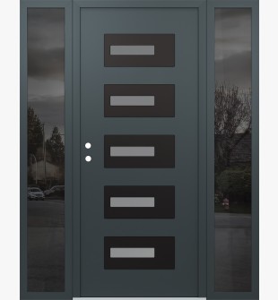 Diamond D6 68" x 80" anthracite/anthracite frosted Glass Panel black RHI with 2 Sidelites mirrored Glass