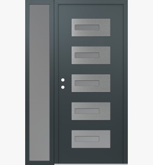 Diamond D6 48" x 80" anthracite/anthracite Frosted Glass Panel stainless steel RHI with Sidelite Frosted Glass