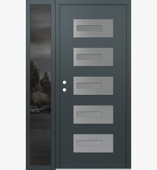 Diamond D6 50" x 80" anthracite/anthracite Frosted Glass Panel stainless steel RHI with Sidelite Mirrored Glass