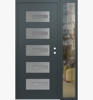 Diamond D6 48" x 80" anthracite/anthracite Frosted Glass Panel stainless steel LHI with Sidelite clear Glass