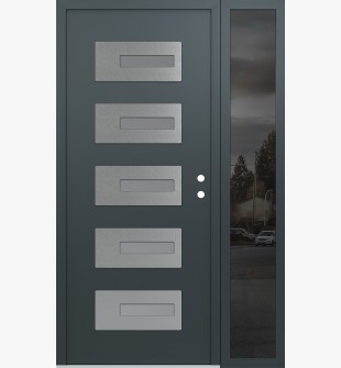 Diamond D6 50" x 80" anthracite/anthracite frosted Glass Panel stainless steel LHI with Sidelite mirrored Glass