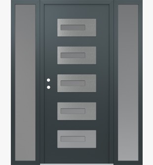 Diamond D6 60" x 80" anthracite/anthracite Frosted Glass Panel stainless steel RHI with 2 Sidelites Frosted Glass