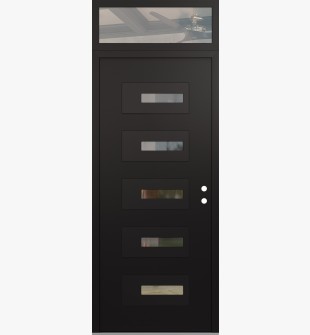 Diamond D6 36" x 96" black/black Clear Glass Panel black LHI with Transom Clear Glass