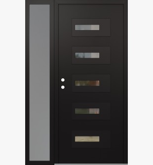 Diamond D6 52" x 80" black/black Clear Glass Panel black RHI with Sidelite frosted Glass