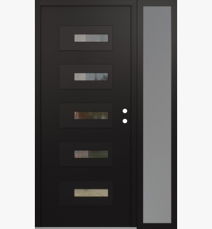 Diamond D6 48" x 80" black/black Clear Glass Panel black LHI with Sidelite frosted Glass