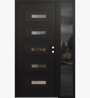 Diamond D6 52" x 80" black/black Clear Glass Panel black LHI with Sidelite Mirrored Glass