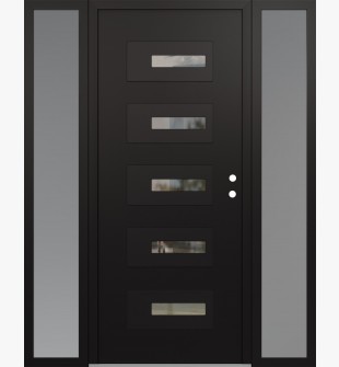 Diamond D6 68" x 80" black/black Clear Glass Panel black LHI with 2 Sidelites frosted Glass