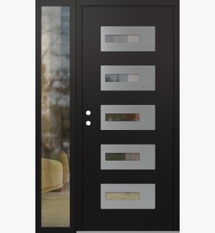 Diamond D6 48" x 80" black/black Clear Glass Panel Stainless steel RHI with Sidelite Clear Glass