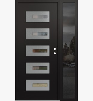 Diamond D6 48" x 80" black/black Clear Glass Panel Stainless steel LHI with Sidelite Mirrored Glass
