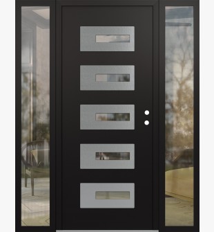 Diamond D6 60" x 80" black/black Clear Glass Panel Stainless steel LHI with 2 Sidelites Clear Glass