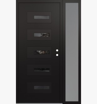 Diamond D6 48" x 80" black/black Mirrored Glass Panel black LHI with Sidelite frosted Glass