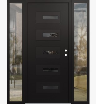 Diamond D6 60" x 80" black/black Mirrored Glass Panel black LHI with 2 Sidelites clear Glass