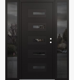 Diamond D6 64" x 80" black/black Mirrored Glass Panel black LHI with 2 Sidelites Mirrored Glass