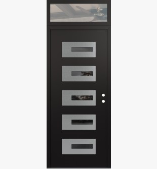 Diamond D6 36" x 96" black/black Mirrored Glass Panel stainless steel LHI with Transom clear Glass