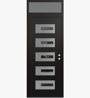 Diamond D6 36" x 96" black/black Mirrored Glass Panel stainless steel LHI with Transom frosted Glass