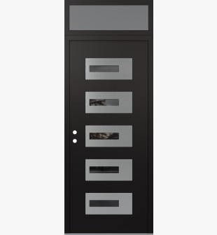 Diamond D6 36" x 96" black/black Mirrored Glass Panel stainless steel RHI with Transom frosted Glass