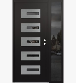 Diamond D6 50" x 80" black/black Mirrored Glass Panel stainless steel LHI with Sidelite Mirrored Glass