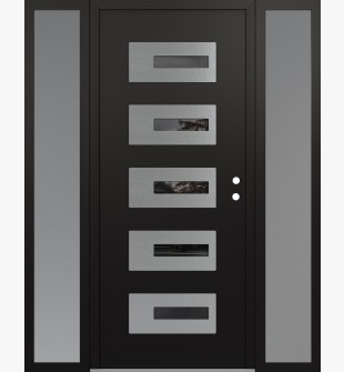 Diamond D6 64" x 80" black/black Mirrored Glass Panel stainless steel LHI with 2 Sidelites frosted Glass
