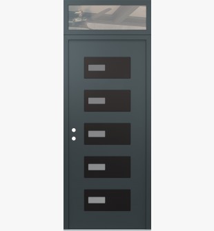 Diamond D7 36" x 96" anthracite/anthracite frosted Glass Panel black RHI with Transom clear Glass