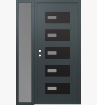 Diamond D7 48" x 80" anthracite/anthracite Frosted Glass Panel black RHI with Sidelite Frosted Glass