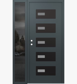 Diamond D7 52" x 80" anthracite/anthracite frosted Glass Panel black RHI with Sidelite mirrored Glass