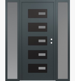 Diamond D7 60" x 80" anthracite/anthracite Frosted Glass Panel black LHI with 2 Sidelites Frosted Glass