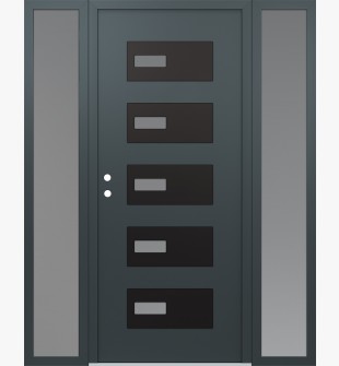 Diamond D7 64" x 80" anthracite/anthracite frosted Glass Panel black RHI with 2 Sidelites frosted Glass