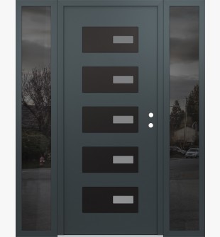 Diamond D7 64" x 80" anthracite/anthracite Frosted Glass Panel black LHI with 2 Sidelites Mirrored Glass