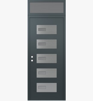 Diamond D7 36" x 96" anthracite/anthracite Frosted Glass Panel stainless steel RHI with Transom Frosted Glass