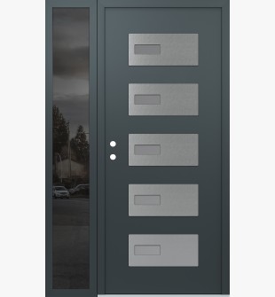 Diamond D7 50" x 80" anthracite/anthracite Frosted Glass Panel stainless steel RHI with Sidelite Mirrored Glass