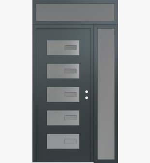 Diamond D7 50" x 96" anthracite/anthracite frosted Glass Panel stainless steel LHI with Sidelite and Transom frosted Glass