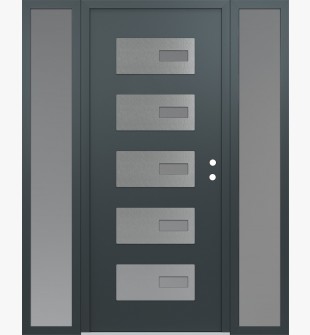 Diamond D7 68" x 80" anthracite/anthracite Frosted Glass Panel stainless steel LHI with 2 Sidelites Frosted Glass