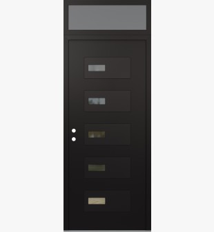 Diamond D7 36" x 96" black/black Clear Glass Panel black RHI with Transom frosted Glass