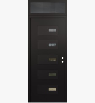 Diamond D7 36" x 96" black/black clear Glass Panel black LHI with Transom mirrored Glass