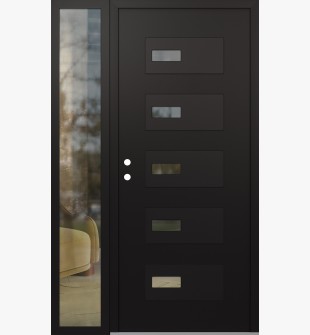 Diamond D7 52" x 80" black/black Clear Glass Panel black RHI with Sidelite Clear Glass