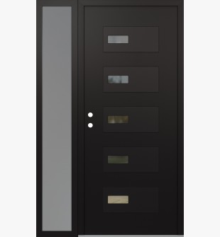 Diamond D7 50" x 80" black/black Clear Glass Panel black RHI with Sidelite frosted Glass