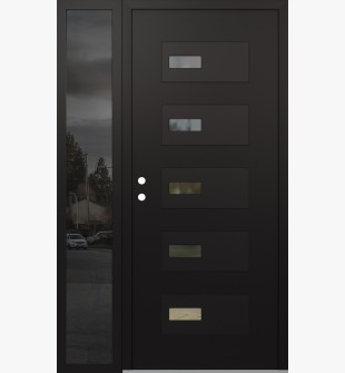 Diamond D7 50" x 80" black/black clear Glass Panel black RHI with Sidelite mirrored Glass