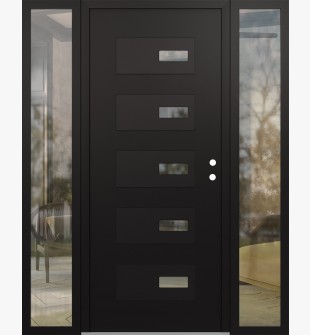 Diamond D7 60" x 80" black/black Clear Glass Panel black LHI with 2 Sidelites Clear Glass