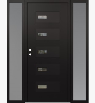 Diamond D7 60" x 80" black/black Clear Glass Panel black RHI with 2 Sidelites frosted Glass
