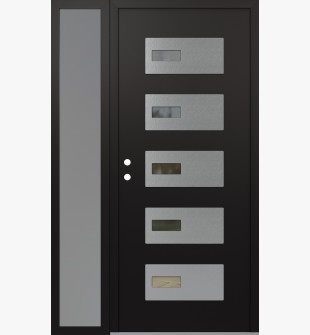 Diamond D7 52" x 80" black/black Clear Glass Panel Stainless steel RHI with Sidelite frosted Glass