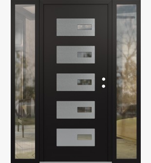 Diamond D7 60" x 80" black/black clear Glass Panel stainless steel LHI with 2 Sidelites clear Glass