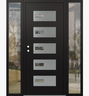Diamond D7 68" x 80" black/black Clear Glass Panel Stainless steel RHI with 2 Sidelites Clear Glass