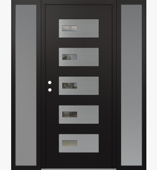 Diamond D7 60" x 80" black/black Clear Glass Panel Stainless steel RHI with 2 Sidelites frosted Glass