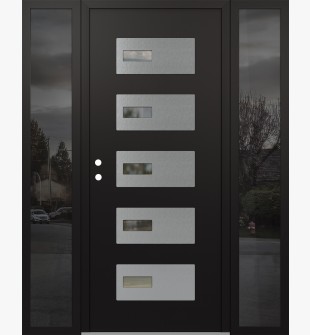 Diamond D7 60" x 80" black/black Clear Glass Panel Stainless steel RHI with 2 Sidelites Mirrored Glass