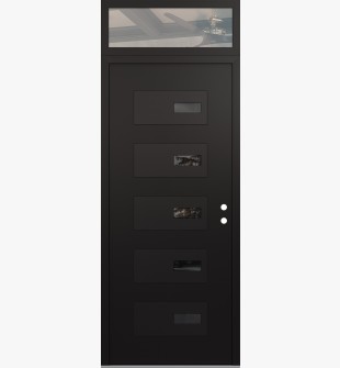 Diamond D7 36" x 96" black/black mirrored Glass Panel black LHI with Transom clear Glass