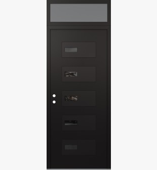 Diamond D7 36" x 96" black/black Mirrored Glass Panel black RHI with Transom frosted Glass