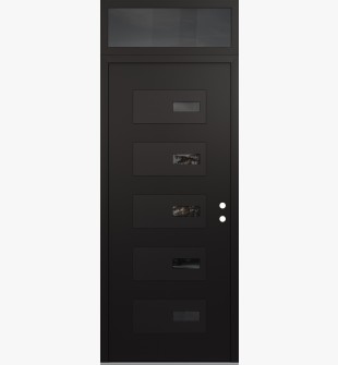 Diamond D7 36" x 96" black/black Mirrored Glass Panel black LHI with Transom Mirrored Glass