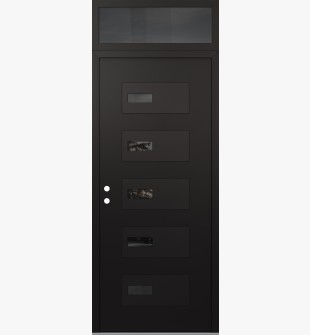 Diamond D7 36" x 96" black/black mirrored Glass Panel black RHI with Transom mirrored Glass